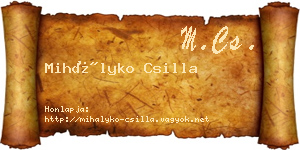 Mihályko Csilla névjegykártya